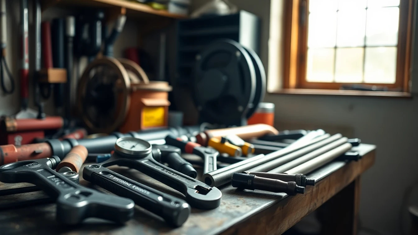 Plumbing tools in a Staffordshire workshop